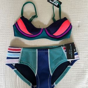 Cynthia Rowley Colorblock Neoprene Bikini S